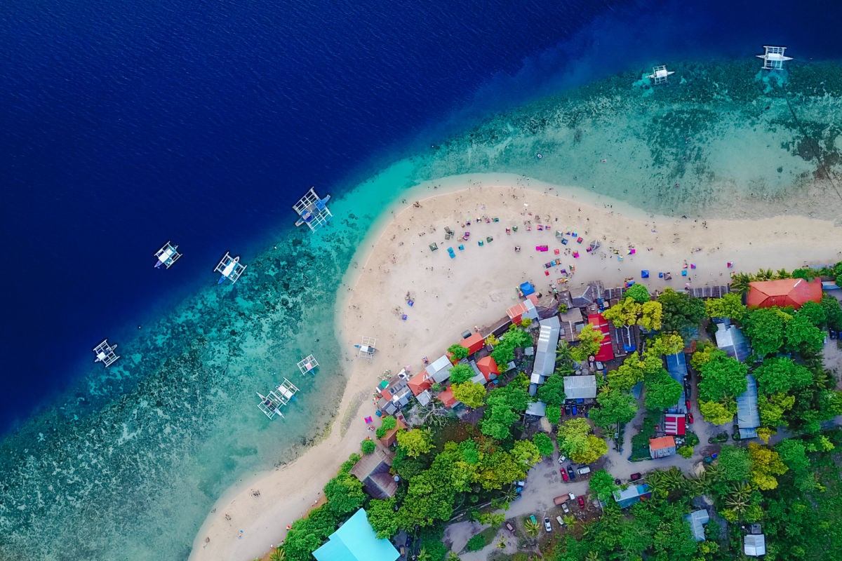 aerial view of sandy beach in cebu philippines
